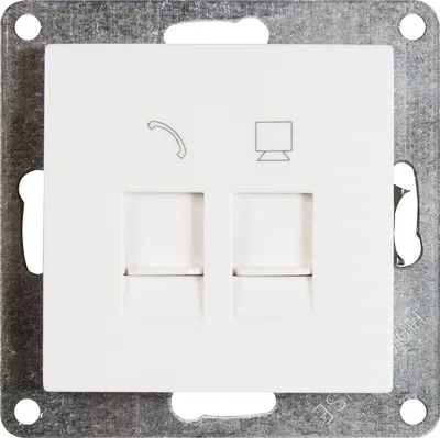 Produktbild von RJ45 + RJ11 Dose McPower "Flair" für ISDN, Cat, UP, weiß, matt