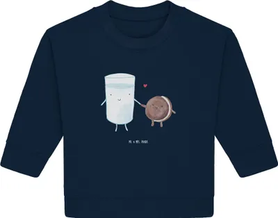 Produktbild von Mr. & Mrs. Panda Organic Baby Pullover Milch Keks 6. - 12. Monat - French Navy - Geschenk, Bullover, Kekse, Lustige Sprüche, Cookie, Romantisch, Kaffee