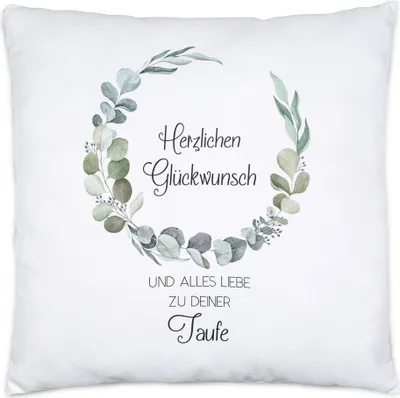Produktbild von Herzlichen Glückwunsch Alles Liebe zur Taufe Kissen Inkl Füllung Geschenk Patenkind Patenonkel Patentante Kirche