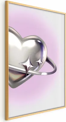 Produktbild von Posterpapier Poster - Cosmic Heart - silver heart with a ring on a purple background 29.7x42 cm Muster a-C-10143-ao-a