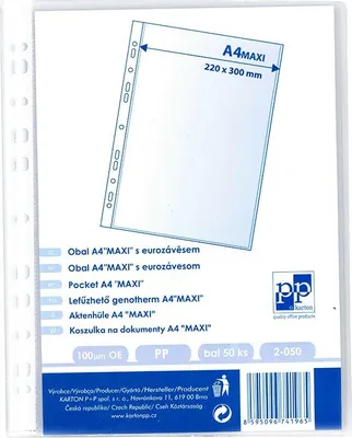 Productafbeelding van Promotieomslag A4, U MAXI PP, eurohangmap - geribbeld, 100 µm, 220 x 300 mm (50 stuks)