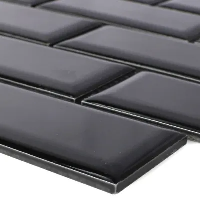 Produktbild von Keramik Mosaikfliesen Devon Metro Facette Schwarz