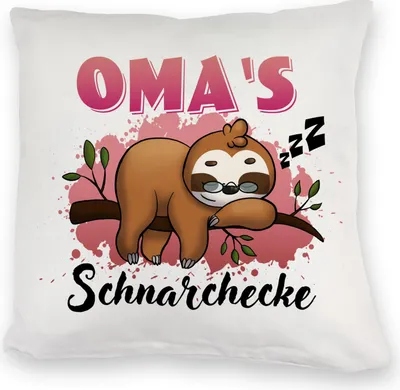 Produktbild von Faultier auf Ast Kuschelkissen Oma's Schnarchecke