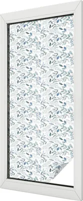 Obrázok produktu pre Vitrážová fólia na okno - 116x50 cm - vitrážový vzor - nepriehľadná dekoratívna fólia na ochranu súkromia - samolepiaca, UV ochrana - Idylické listy