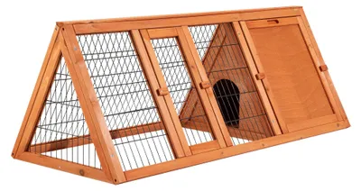 Productafbeelding van Konijnenhuis met ren, voorzien van een dak van vurenhout, geschikt voor kleine dieren in de buitenruimte