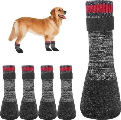 Productafbeelding van Famanu honden sokken, potenbeschermers met antislip en verstelbare bandjes - maat XL