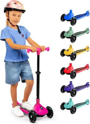 Produktbild von SereneLife Scooter, Roller Kinder 3 Jahre, Tretroller Faltbar als Dreirad Kickboard Höhenverstellbar mit LED-Rädern für Jungen & Mädchen