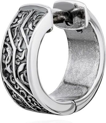 Produktbild von NKlaus Einzel 13mm Klappcreole 925 Sterling Silber oxidiert keltischer Knoten komplexes Muster Ohrring 14019