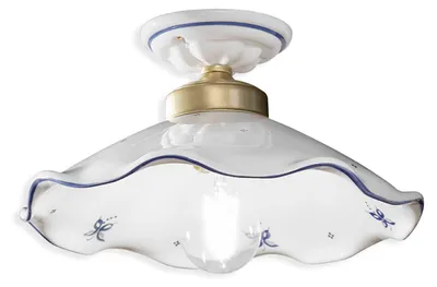 Obrázek produktu pro Stropní svítidlo Belluno Classic s keramickým a mosazným dekorem Modrý drát 1 světlo E27