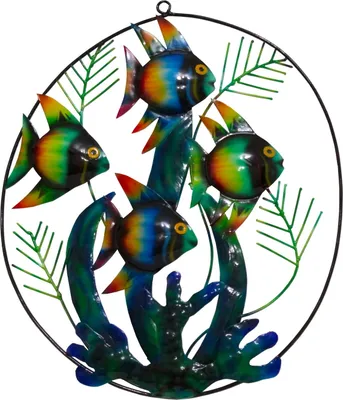 Produktbild von Wanddeko Fisch Zierfisch Schwarm Wandbild Metall Deko Tier Figur Wand Hänger