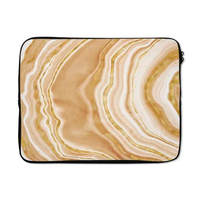 Produktbild von MuchoWow® Laptop Hülle 15 Zoll Achat Stein - Gold - Edelsteine - Luxus Laptoptasche - Laptoptasche - Sleeve - Rundum-Schutz