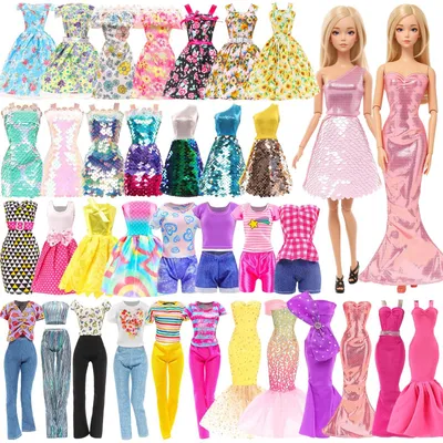 Imagen del producto de Set de 12 prendas y zapatos para muñecas para juego creativo
