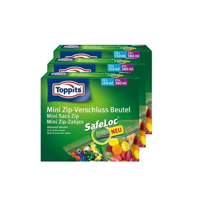 Produktbild von ToppitsMini Zip-Verschluss Beutel 20x150ml und 20x380ml mit SafeLoc (3er Pack)