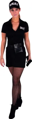 Produktbild von SWAT Lady S.W.A.T Spezialeinheit Damen Kleid Gürtel Kappe Karneval Kostüm 34-42