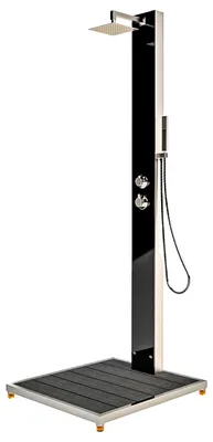 Produktbild von IDEAL Glasdusche KUBA (schwarz) inkl. WPC Bodenplatte
