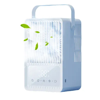Produktbild von Luftbefeuchter Ventilator mit LED-Anzeige,leiser Mini-Ventilator mit Farbwechsel-Licht,Mini Luftkühler, Mini Ventilator