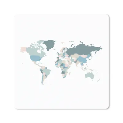 Produktbild von MuchoWow® Mauspad Mousepad Weltkarte - Blau - Farben 30x30 cm - Mousepads - Maus Mat - Pad - Mausunterlage - Gaming