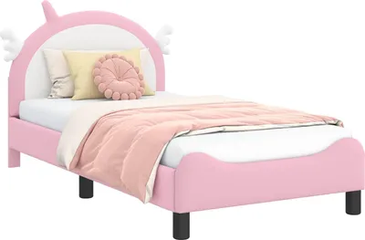 Produktbild von vidaXL Kinderbettgestell mit Kopfteil Rosa 80 x 160 cm PU