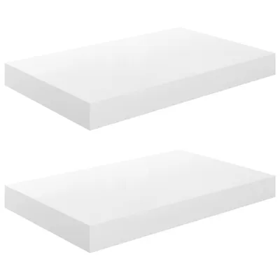 Produktbild von Schweberegale 2 Stk. Hochglanz-Weiß 40x23x3,8 cm MDF