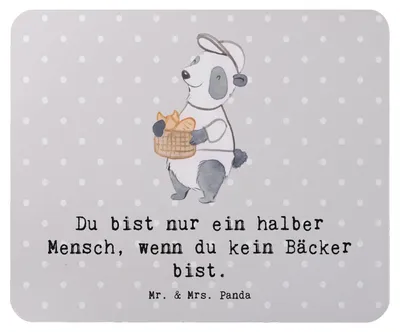 Produktbild von Mr. & Mrs. Panda Mousepad Bäcker Herz - Grau Pastell - Geschenk, Mouse Pad, Mauspad, Konditor, Bäckerei, laptop, pc