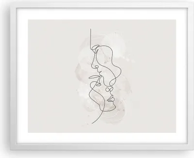 Produktbild von Gerahmtes Poster - Weißer Rahmen - Einzeilig Mann Frau - 50x40 cm - Wand Bild - Wanddeko - Wandbilder - Kunstposter - Wandposter - Bilderrahmen - Bilder - Kunstdruck - Wanddekoration - P2WAA50x40-4629
