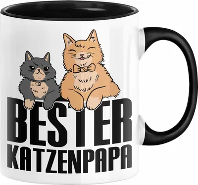 Produktbild von Katzenpapa Tasse Geschenk Vatertag Katzenbesitzer Geschenkidee Geburtstag Kaffee-Becher (Schwarz)