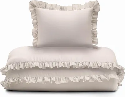 Produktbild von Babybettwäsche-Set mit Rüschen, 90 x 120 cm, Baumwolle, 2-teilig, Beige