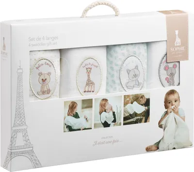 Produktbild von Sophie la girafe 850724, Wickeldecke, Weiß, Muster, Junge/Mädchen, Sommer, 3 Monat( e)