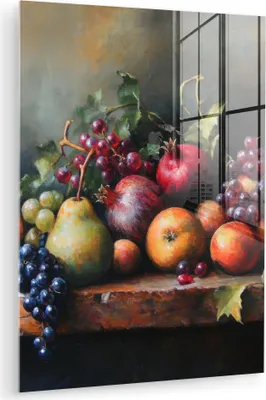 Produktbild von MuchoWow Glasbilder - Bilder auf Wandbild - Foto auf Glas Rustikal - Stilleben - Obst 30x40 cm Wanddekoration aus Glas - Acrylglasbild - Acrylbilder - Wohnzimmer - Fotos