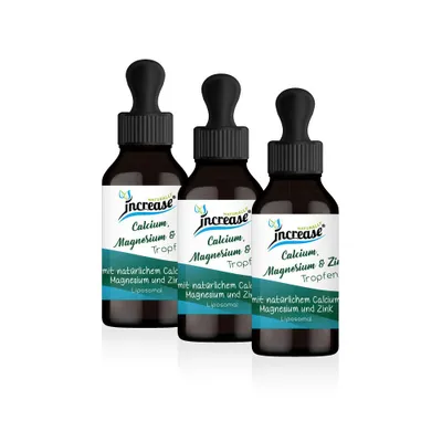 Produktbild von Nimm 3, zahl 2 Aktion Liposomale Calcium, Magnesium & Zink Tropfen hochdosiert - 1510mg Calcium, Magnesium & Zink pro Tag (135.900mg in 3 Flaschen)