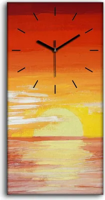 Produktbild von Wanduhr Uhr Wandbild Leinwand 30x60 Gemälde Ozean Meer Wolken Sonnenuntergang - schwarze Hände