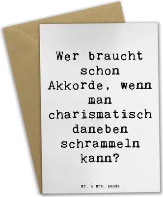 Produktbild von Mr. & Mrs. Panda Grußkarte Spruch Charisma Gitarre - Weiß - Geschenk, Melodie, Musiker, firmungskarte, einladungskarten, Abenteuer, weihnachtskarten, Musik, Instrument