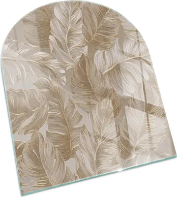 Produktbild von Blatt mit subtilen Mustern – Glasbodenplatte für – Kaminofen – Kaminplatte Glas – Schutzglas – Funkenschutzplatte –Glasbodenplatte Feuerfeste – Hitzeschutzplatte – Bodenschutz aus Glas – 80x70 cm