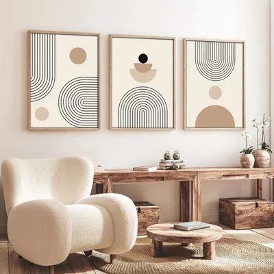 Produktbild von Wallity, Huhu261 - 50 x 70, Dekorativ gerahmtes MDF-Gemälde (3 Stück), Mehrfarbig, 100 % MDF, 50 x 70 cm