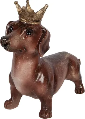Zdjęcie produktu dla Clayre & Eef figurka dekoracyjna jamnik 35x14x28 cm brązowy plastik