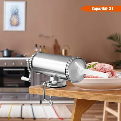 Produktbild von GOPLUS Wurstfüller Wurstfueller Wurstfuellmaschine manuell Wurstmaschine Wurstpress Wurstspritze Alulegierung inkl. 3 Fuelltuellen 3L
