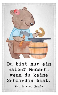 Produktbild von Mr. & Mrs. Panda Handtuch Schmiedin Herz - Weiß - Geschenk, Gästetuch, Mini-Handtuch, Gästehandtuch 30x50, Klein, Kleines