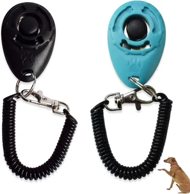 Imagen del producto de Kit de clicker para perros, 2 unidades, con correa resistente, de 6 x 4 x 1,7 cm, para entrenamiento canino