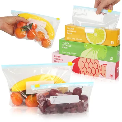 80 wiederverwendbare Gefrierbeutel S/M/L, BPA-frei, luftdicht, rot/gelb/grün