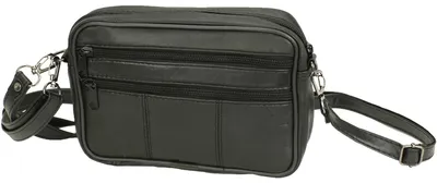 Produktbild von Herren Echtleder Handgelenktasche Schwarz Umhängetasche mit Schultergurt Handschlaufe kleine Reise Tasche für Handy Geldbörse Dokumente Urlaub Alltag Freizeit