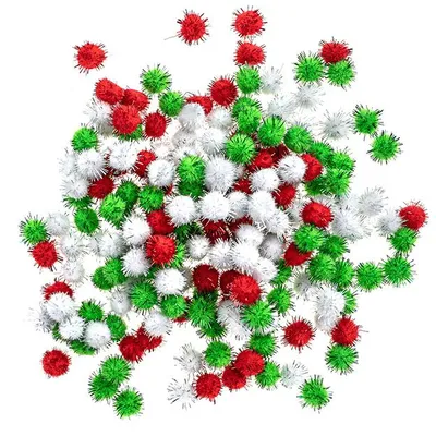 Image de Pompons en polyester métallisé 15 mm, 200 pièces - Dalprint dpCraft