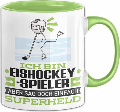 Produktbild von Eishockeyspieler Geschenk Tasse Ich Bin Eishockeyspieler Aber Sag Doch Einfach Superheld Lustige Geschenkdiee für Eishockeyspieler Kaffee-Becher (Grün)