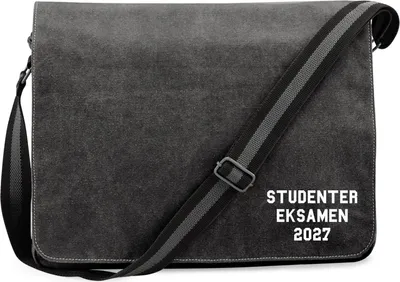 Produktbild von Huuraa Umhängetasche Studentereksamen 2027 Abschluss Dänemark 14 Liter Black Canvas Laptoptasche Geschenkidee