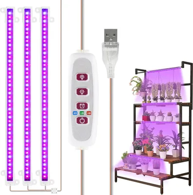 Produktbild von 30CM 126 LED Pflanzenlampe für Zimmerpflanzen Rot Blaulicht Pflanzenlicht Grow Lampe mit Timer & 5 Helligkeitsstufe 300LM USB Wachstumslichtstreifen
