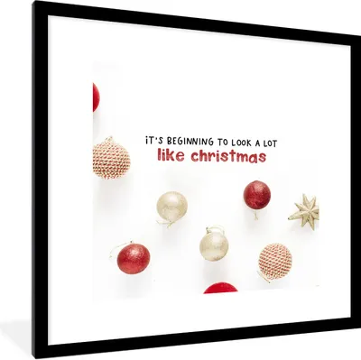 Produktbild von MuchoWow® Gerahmtes Poster Weihnachten - Zitat - Weihnachtskugeln 40x40 cm - Poster mit Schwarzem Bilderrahmen Wandposter Rahmen Foto Bilder - Poster - Plakat im Rahmen