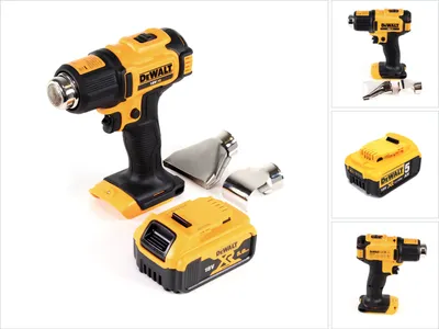 Obrázok produktu pre Akumulátorová teplovzdušná pištoľ DeWalt DCE 530 N 18V 530°C + 1x akumulátor 5,0Ah + povrchová a reflektorová tryska - bez nabíjačky