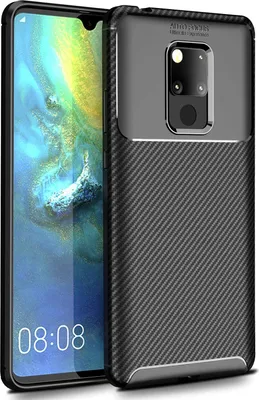 Image de AVANA Housse pour Huawei Mate 20 Housse flexible Slim Case Noir Protection Silicone TPU Coque fibre de carbone Bumper Couverture aspect carbone