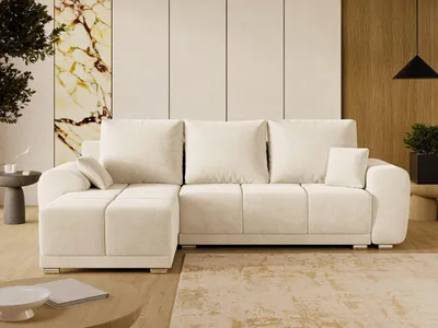 Produktbild von GrainGold Ecksofa L-Form Links Monti - Ecksofa mit Schlaffunktion und Bettkasten - Moderne Ecksofa, Wohnzimmer Ecksofa - Eckcouch Beige (Monolith 02)