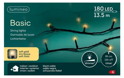 Produktbild von Lumineo Weihnachtsbeleuchtung LED Außen 180 Lichter Champagner dimmbar Timer
