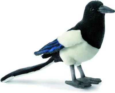 Produktbild von Elster 33cm Vogel Rabenvogel Schwarz Weiß Realistisch Deko Stofftier